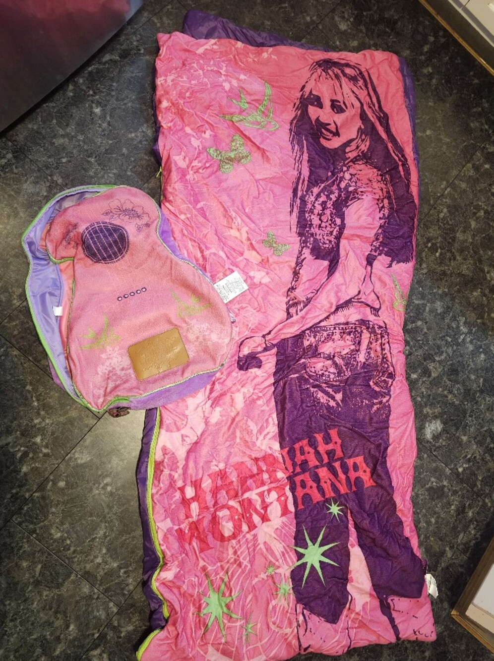 Rare! Y2k Hannah Montana Guitar Carrying Bag Sleeping Bag Purple Pink Adult Size
